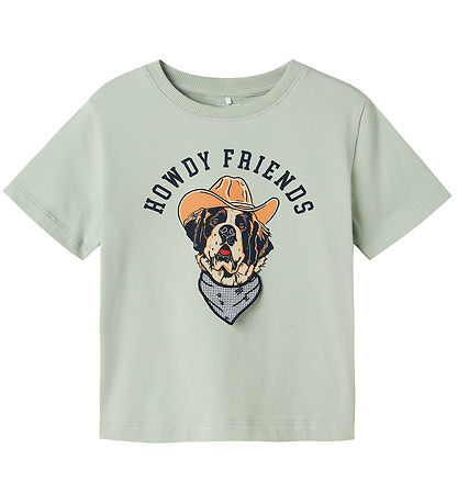 Name It T-shirt - NmmHasse - Aqua Gray m. Print
