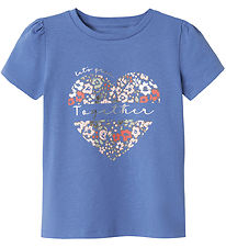 Name It T-shirt - NmfHnanna - Bleached Denim m. Print