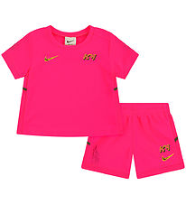 Nike Shortssæt - T-shirt/Shorts - Dri-Fit - Hyper Pink