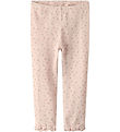 Lil' Atelier leggins - Rib - NbfGago - Peach Blush m. Blomster