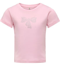 Kids Only T-shirt - KogKira - Roseate Spoonbil/Bow m. Rhinsten