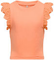 Kids Only Top - Rib - KogDrea - Salmon m. Broderi Anglaise