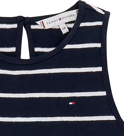 Tommy Hilfiger Kjole - Bomuld/Hør - Dark Night Navy Striped
