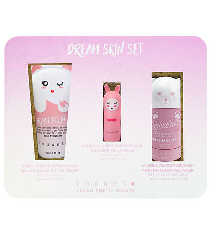 Inuwet Gavesæt - Håndcreme/Læbepomade/Ansigtsmaske - Pink