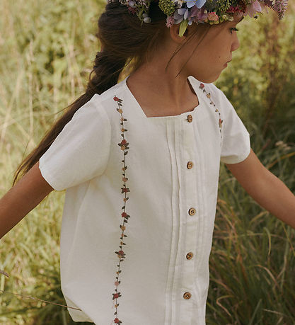 Lil' Atelier Skjorte - NmfJolene - Coconut Milk m. Blomster
