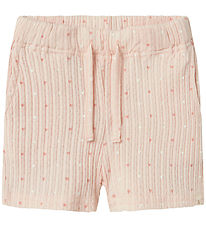 Lil' Atelier Shorts - Rib - NmfHulla - Peach Blush m. Hjerter