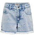 Kids Only Shorts - KogRobyn - Lyseblå Denim/Sommerfugl