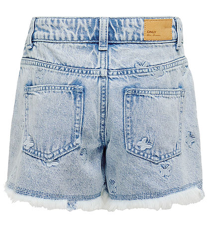 Kids Only Shorts - KogRobyn - Lyseblå Denim/Sommerfugl