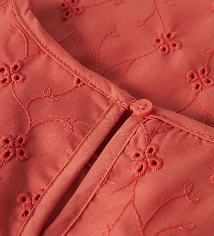 Name It T-shirt - NmfVioleta - Spiced Coral m. Broderi Anglaise