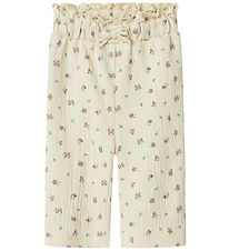 Name It Bukser - NbfJannis - Bleached Sand m. Blomster