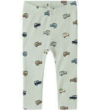 Name It Leggings - Rib - NbmHukab - Aqua Gray m. Biler