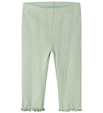 Name It Leggings - NbfJsilke - Aqua Gray m. Hulmønster