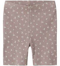 Name It Cykelshorts - Rib - NmfHoise - Purple Dove m. Blomster