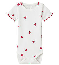 Name It Body k/æ - Rib - NbfJillie - Bright White m. Jordbær