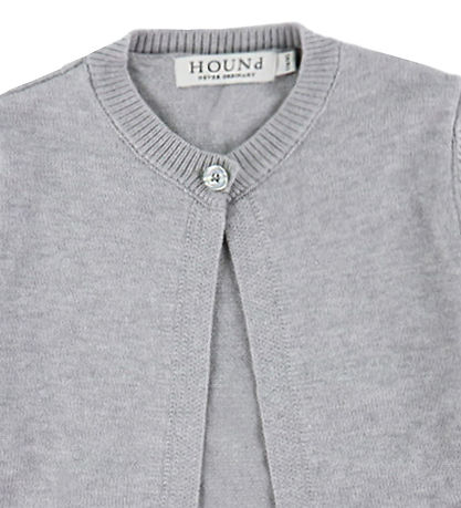 Hound Cardigan - Strik - One Button - Light Grey Melangé