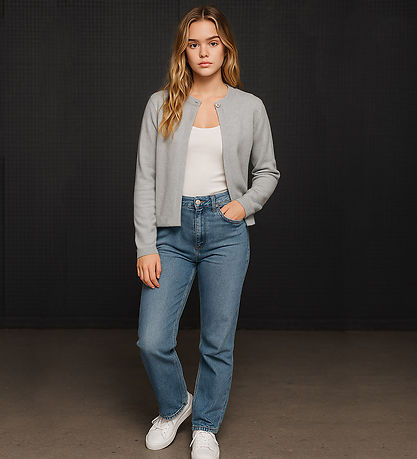 Hound Cardigan - Strik - One Button - Light Grey Melangé