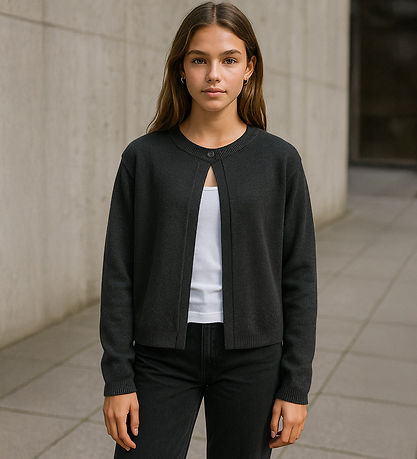 Hound Cardigan - Strik - One Button - Dark Grey Melangé