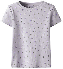 Name It T-shirt - Rib - NmfHofie - Misty Lilac m. Blomster