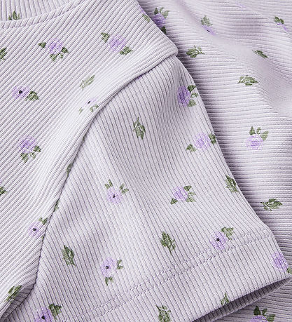 Name It T-shirt - Rib - NmfHofie - Misty Lilac m. Blomster