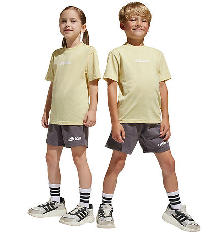 adidas Performance Sæt - T-shirt/Sweatshorts - Powder Yellow/Hvi