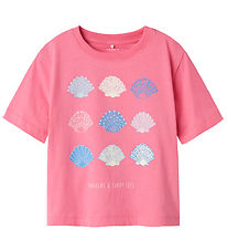 Name It T-shirt - NmfJassa - Aurora Pink m. Muslingeskaller