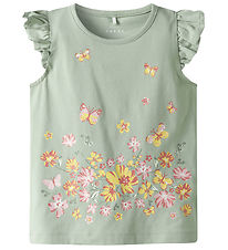 Name It Top - NmfVayana - Aqua Gray/Yellow Flower