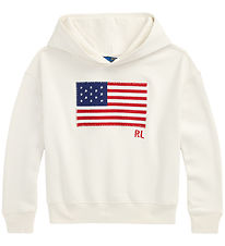 Polo Ralph Lauren Hættetrøje - Hvid m. Flag