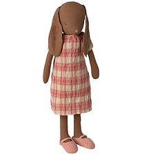 Maileg Kanin - Str. 3 - 40 cm - Brun m. Rosaternet Kjole