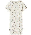 Lil' Atelier Bodysuit s/s - Rib - NbmLavo - Coconut Milk w. Boat