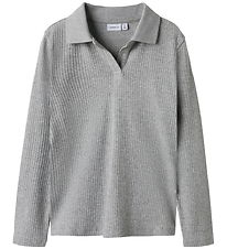 Name It Polobluse - Rib - NkfDusa - Grey Melange