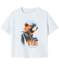 Name It T-shirt - NmmLewis - Bright White m. Bjørn