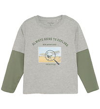 Minymo Bluse - Gråmeleret m. Dino