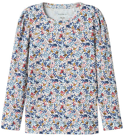Name It Bluse - NmfKyla - Cloud Dancer m. Blomster