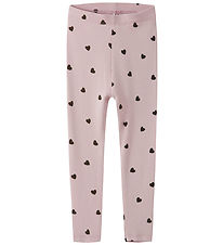 Name It Leggings - NmfKheart - Burnished Lilac m. Hjerter