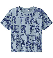 Name It T-shirt - NmmLeander - Dusty Blue m. Bogstaver