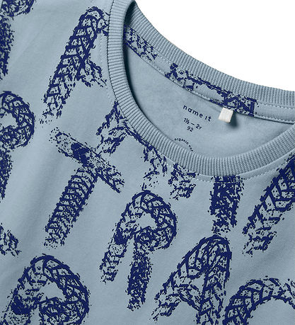 Name It T-shirt - NmmLeander - Dusty Blue m. Bogstaver