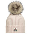 Moncler Hue - Uld - Lysegrå m. Imiteret Pelskvast