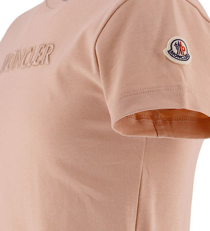 Moncler T-shirt - Pastel Pink m. Broderi