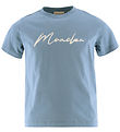 Moncler T-shirt - Støvet Blå m. Hvid