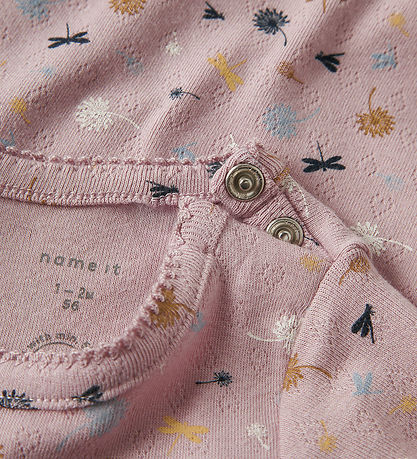 Name It Body l/æ - NbfKoral - Burnished Lilac m. Hulmønster