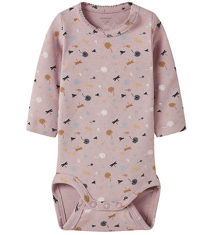 Name It Body l/æ - NbfKoral - Burnished Lilac m. Hulmønster