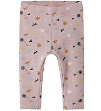 Name It Legging - NbfKoral - Burnished Lilac m. Hulmønster