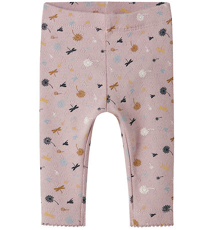 Name It Legging - NbfKoral - Burnished Lilac m. Hulmønster