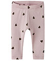 Name It Leggings - NbfkHeart - Burnished Lilac m. Hjerter