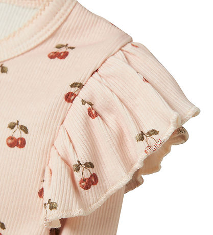Lil Atelier Bluse - Rib - NmfLavo - Silver Peony m. Kirsebær