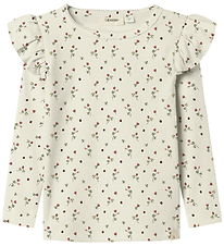 Lil Atelier Bluse - Rib - NmfLavo - Turtledove m. Blomster