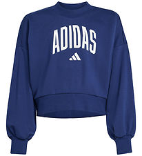 adidas Performance Sweatshirt - Cropped - Dkblue/White m. Logo