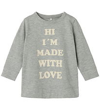 Name It Bluse - NbfLaba - Gråmeleret m. Print