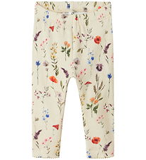 Name it Leggings - NbfLuxa - Peyote Melange m. Blomster