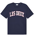 Les Deux T-Shirt - Aidan - Dark Navy Blue m. Logo